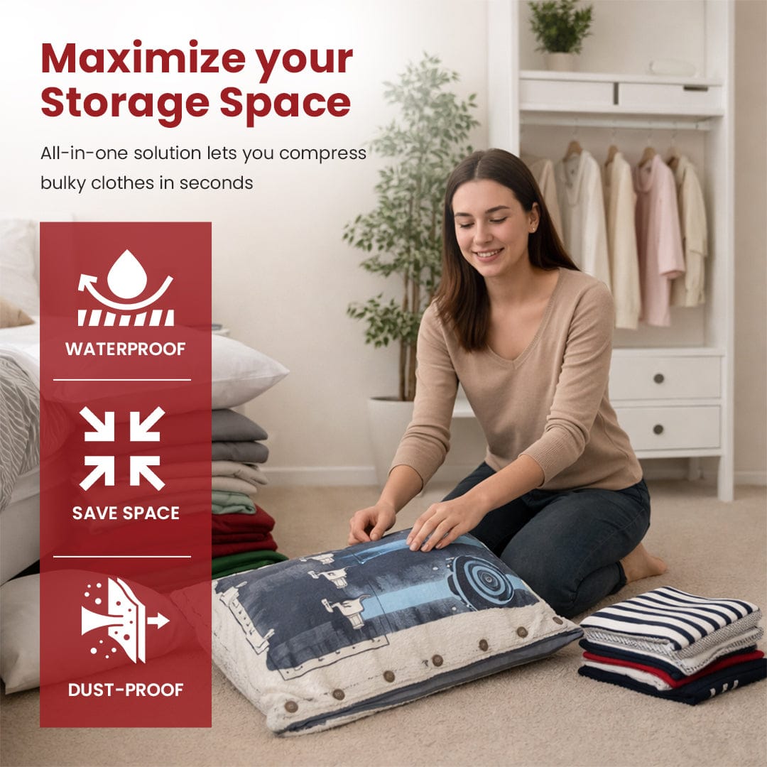 SNOPRID Cordless Travel Vacuum Storage Compression Bag Set