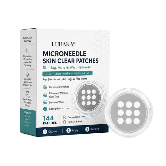 🌟 Luhaka® 2-in-1 Microneedle & Hydrocolloid Patch 🌿 A Dual-Action Solution for Face & Body Care—Helps Improve the Look of Moles, Acne, Flat Warts, Skin Tags, Wrinkles, Scars, and Other Common Skin Concerns
