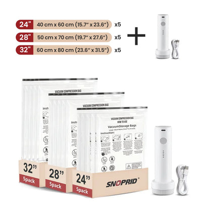 SNOPRID Cordless Travel Vacuum Storage Compression Bag Set_Ultra02