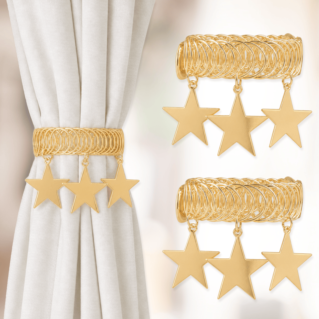 20 Pairs 🌟𝐆𝐈𝐅𝐓🎁 1 Pair Star Spring-loaded Curtain Tiebacks (Gold) 🎁
